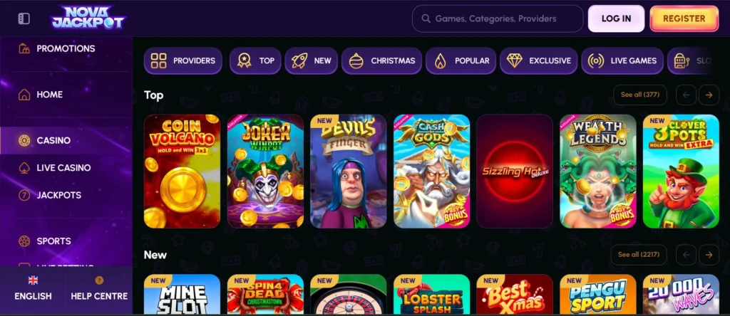 NovaJackpot Casino Selection