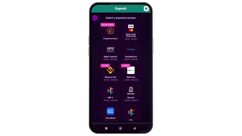 Booi Casino Payment Methods