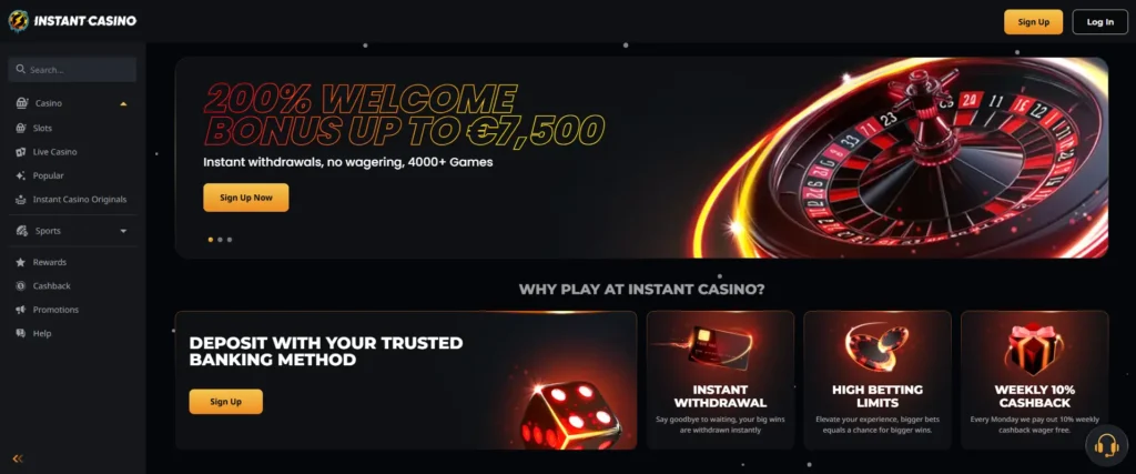 Instant Casino Design and Navigation