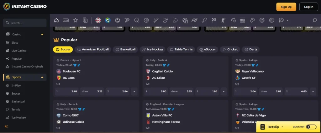 Instant Casino Sportsbook